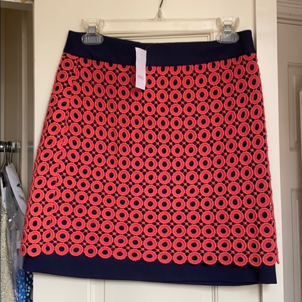 NWT Loft Coral and navy skirt